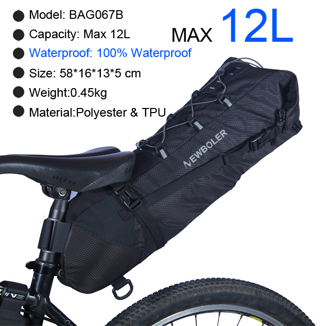 Bike Bag Waterproof 13L Large Capacity Bicycle Saddle Bag Cycling Foldable Tail Rear Bag MTB Road Trunk Bikepacking
