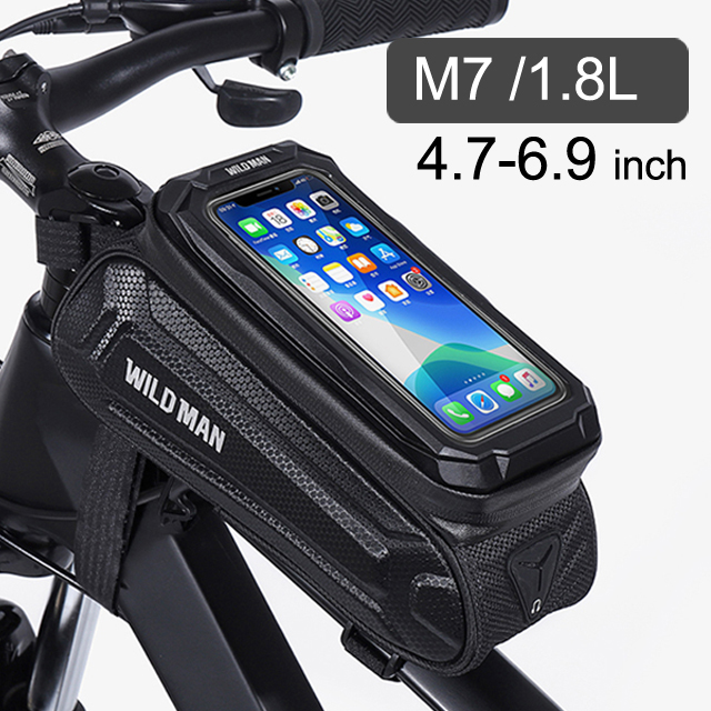 Bike Bag 1.8L Frame Front Tube Cycling Bag Bicycle Waterproof Phone Case Holder 7 Inches Touchscreen Bag Accessories
