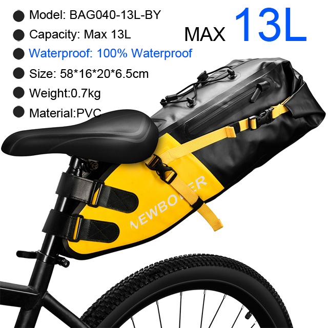 Bike Bag Waterproof 13L Large Capacity Bicycle Saddle Bag Cycling Foldable Tail Rear Bag MTB Road Trunk Bikepacking