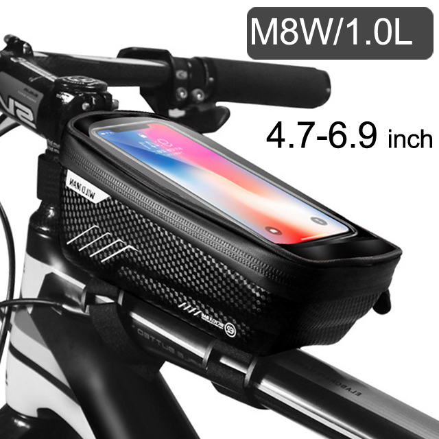 Bike Bag 1.8L Frame Front Tube Cycling Bag Bicycle Waterproof Phone Case Holder 7 Inches Touchscreen Bag Accessories