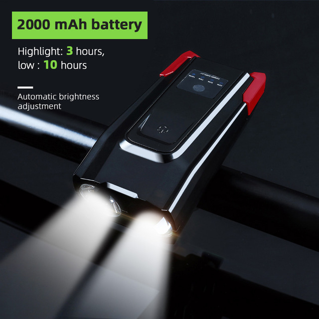 4000mAh Induction Bicycle Front Light Set USB Rechargeable Smart Headlight With Horn 800 Lumen LED Bike Lamp Cycling FlashLight