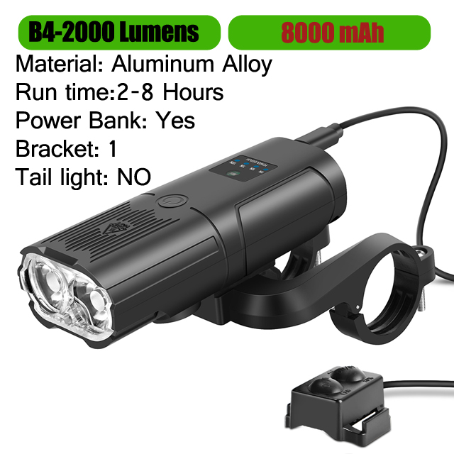 Bicycle Light 1000Lumen 4000mAh Bike Headlight Power Bank Flashlight Handlebar USB Charging MTB Road Cycling Highlight