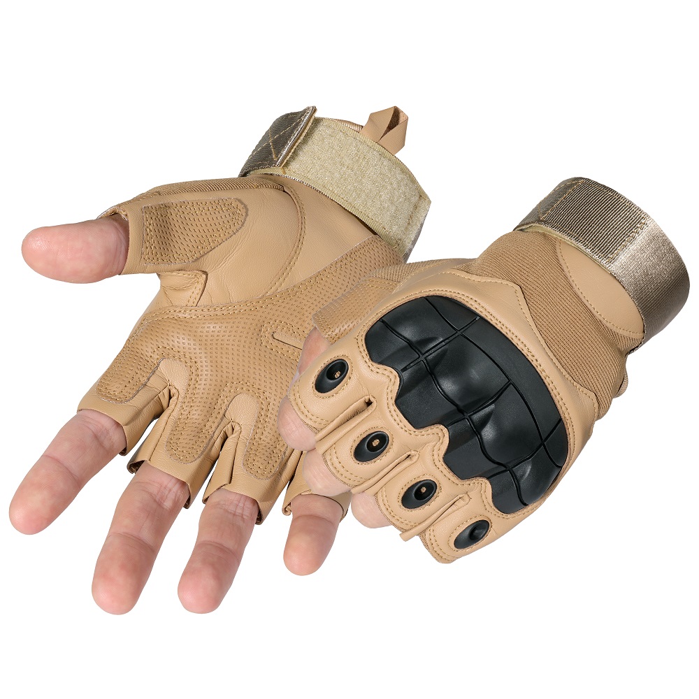 Army Tactical Fingerless Glove Military Hard Rubber Half Finger Gloves Airsoft Paintball Bicycle Shooting Work Mittens Men Gear